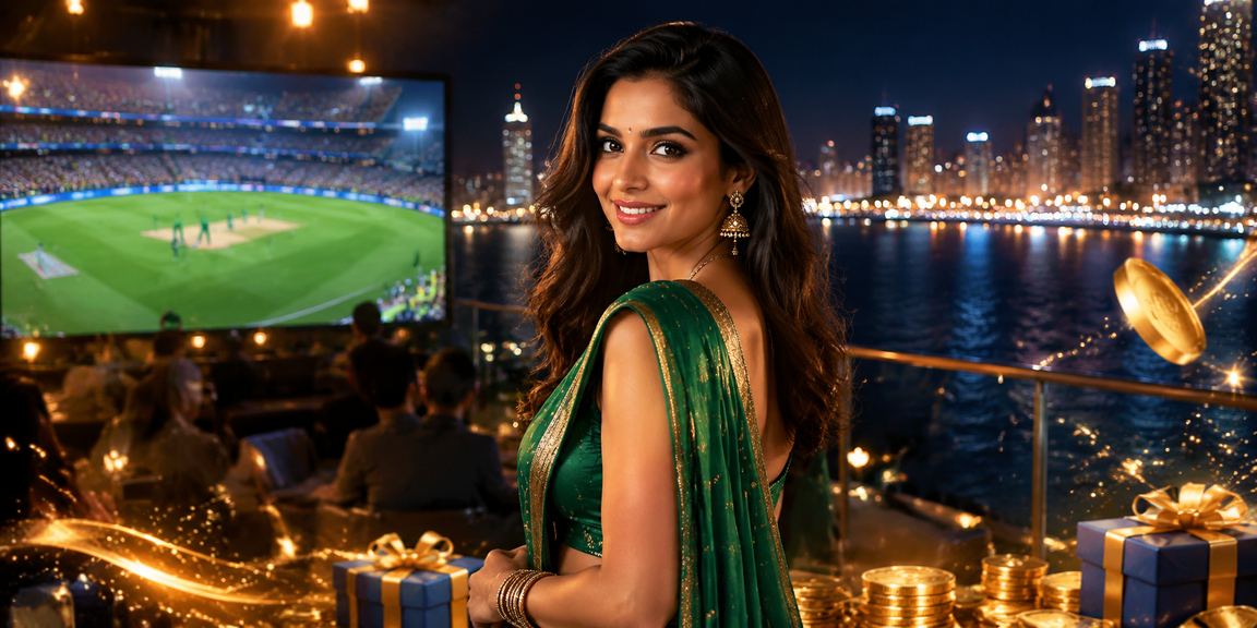 Woman enjoying cricket betting on mobile during IPL match