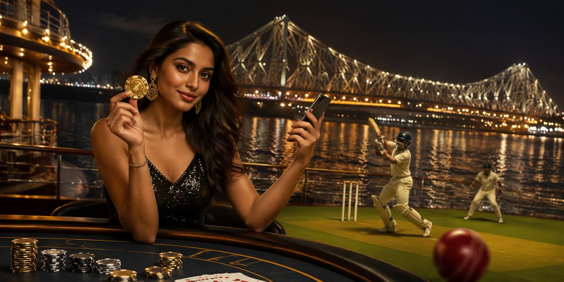 Kolkata Howrah Bridge with cricket betting theme